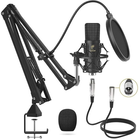 XLR Condenser Microphone, Professional Cardioid Studio Mic Kit with T20 Boom Arm - Picture 1 of 6